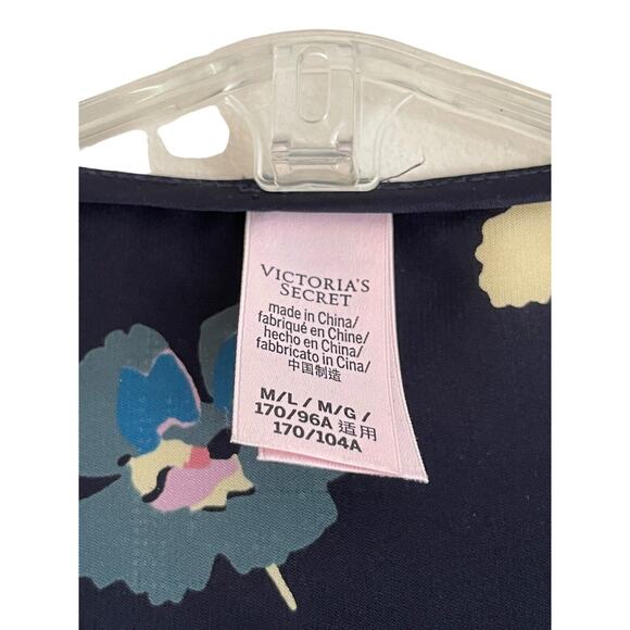 Victoria's Secret Satin Lace Trim Open Robe Women Size Medium/Large Blue Floral‎ - Picture 5 of 5